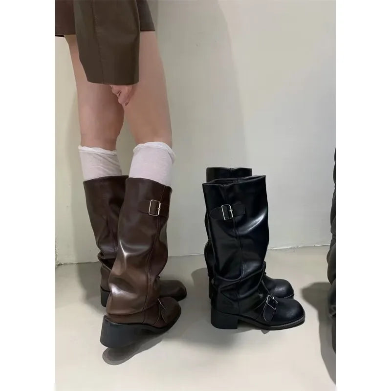 Women’s Knee-High Platform Chunky Heel Boots