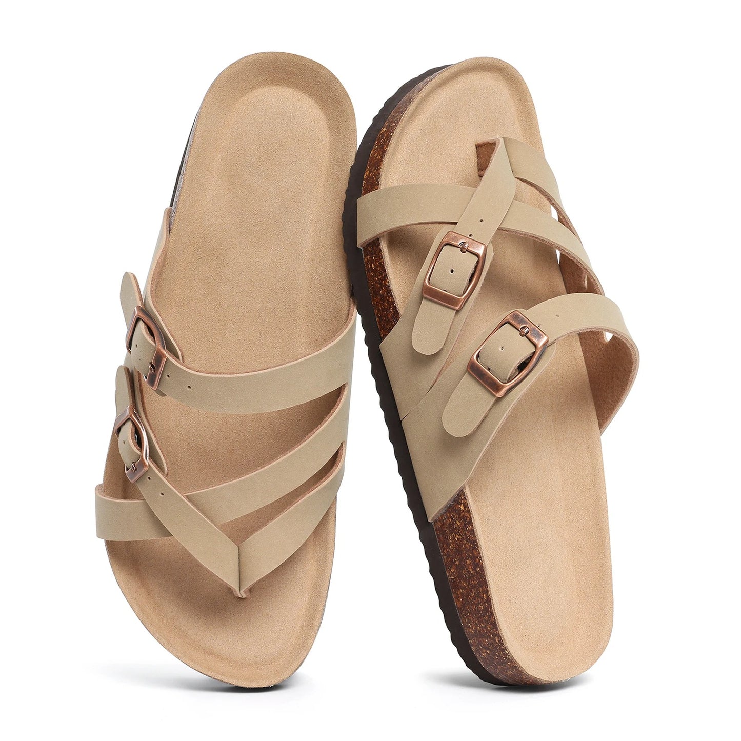 Aloueta Women's Dune Leather Cork Sandals For Daily Strides