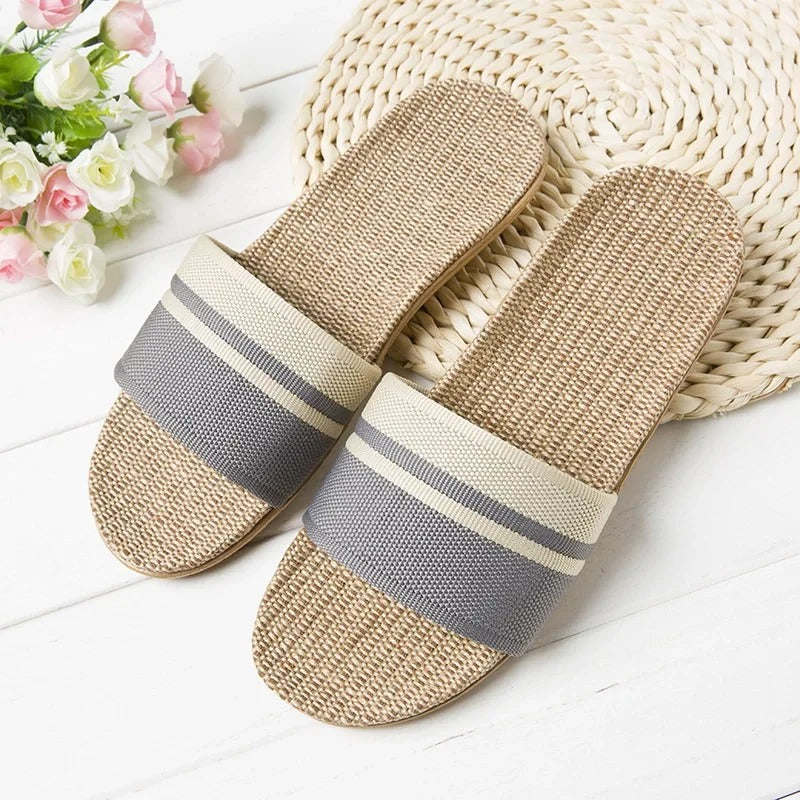 Aloueta Unisex Silver Straw Singleband Slippers For Daily Comfort