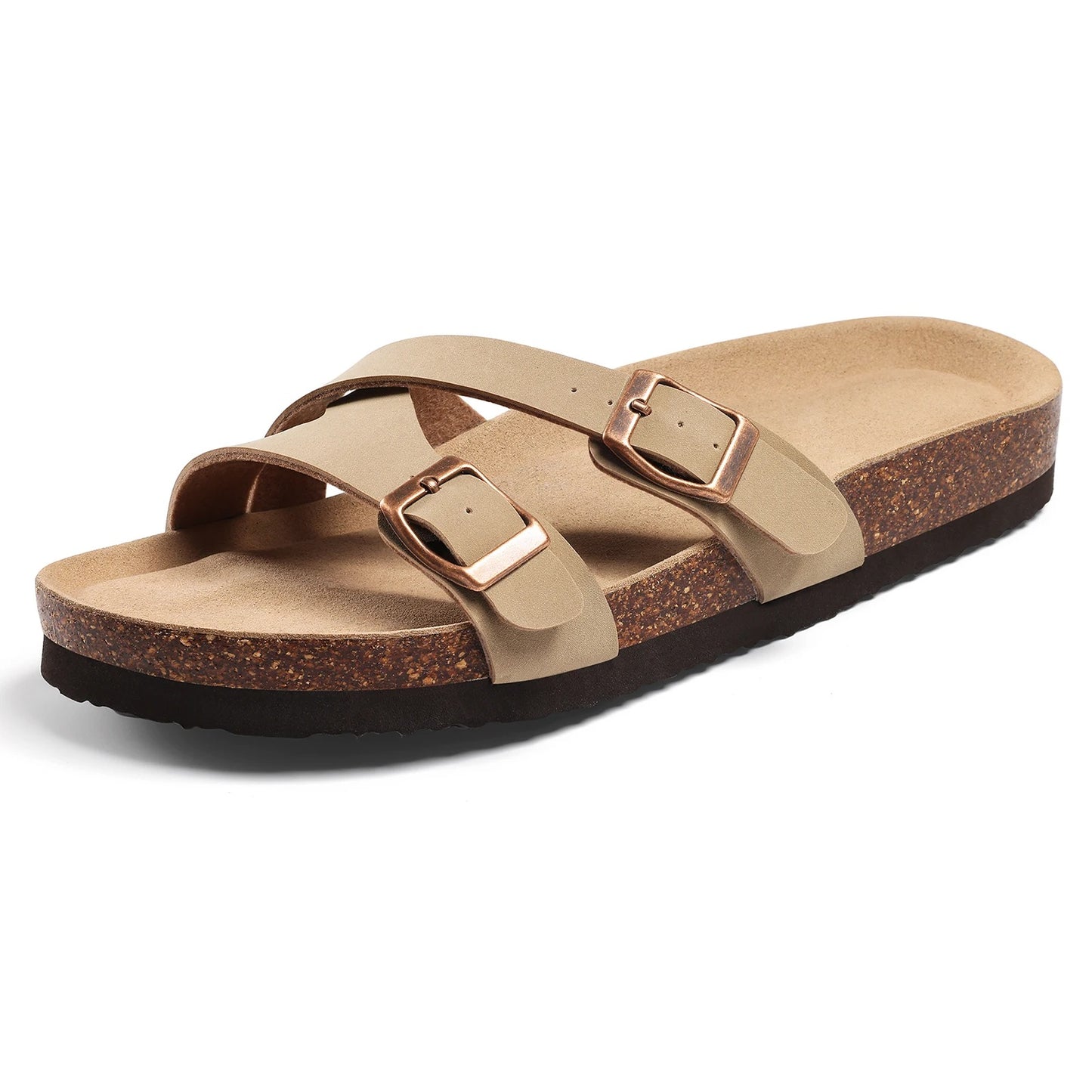 Aloueta Women's Sand Leather Cork Sandals For Daily Strides