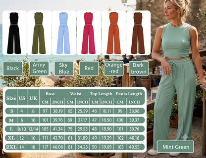 Summer Casual Women's Pants Sets Fashionable Solid