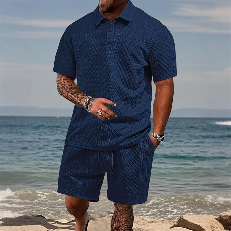 Men's Jacquard Polo Shorts Set