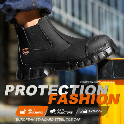 Men's Steel Toe Chelsea Work Boots - Lightweight, Anti-Slip Safety Boots