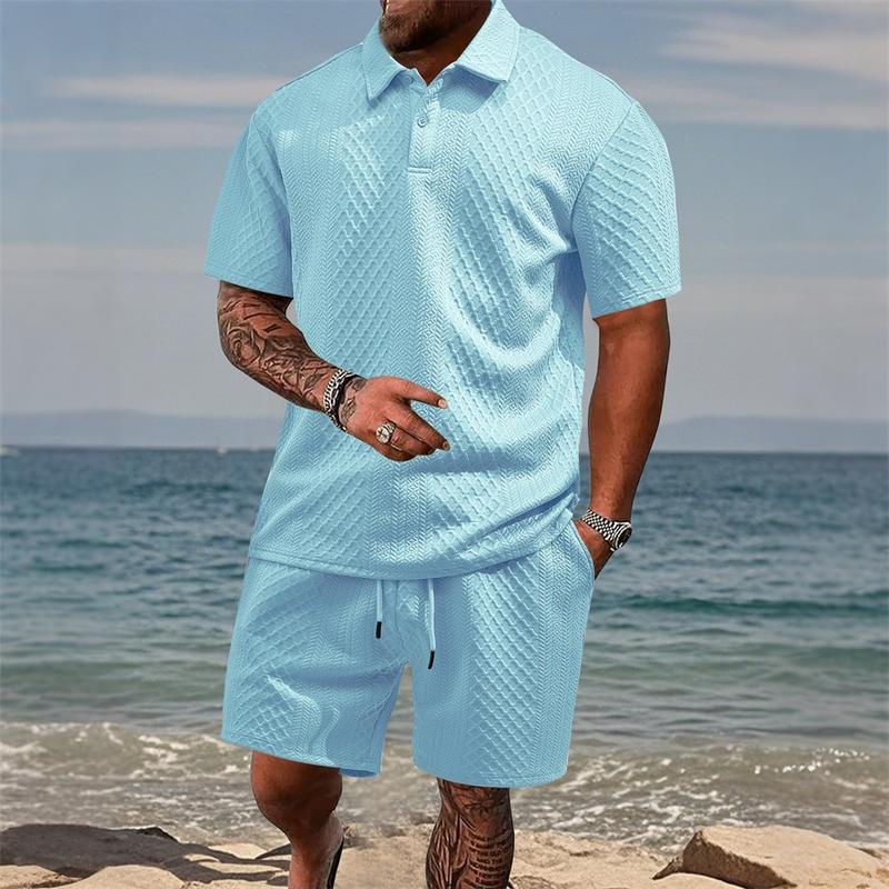 Men's Jacquard Polo Shorts Set