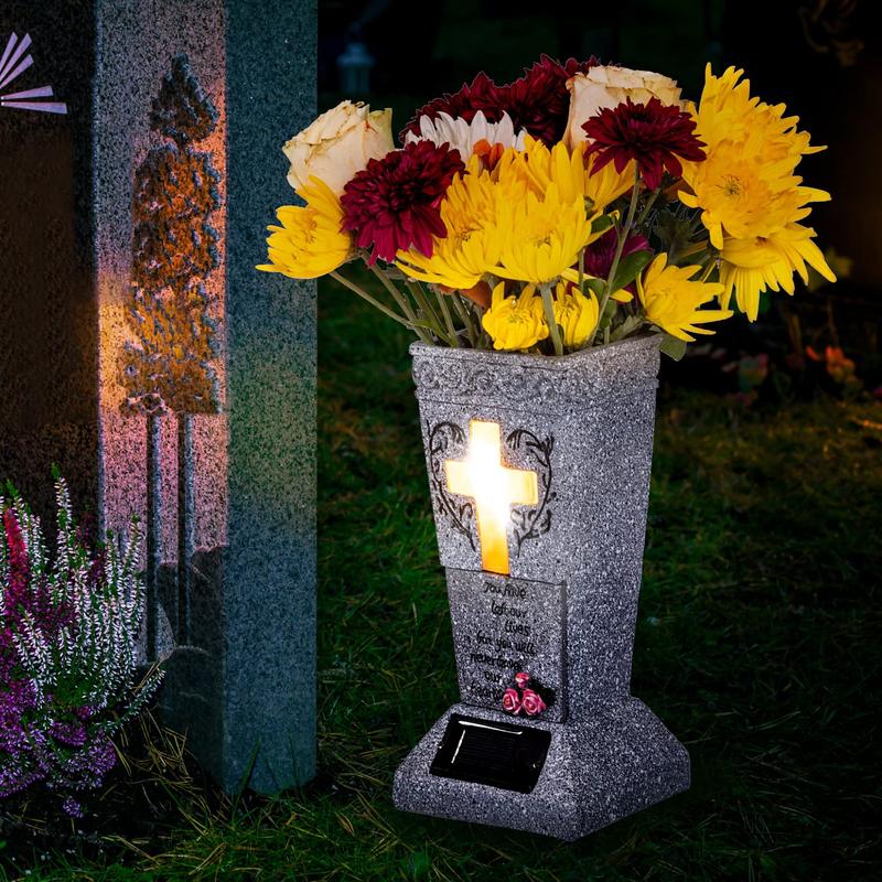Solar Cross Memorial Vase ⭐