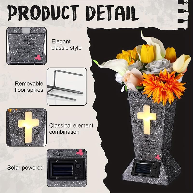 Solar Cross Memorial Vase ⭐