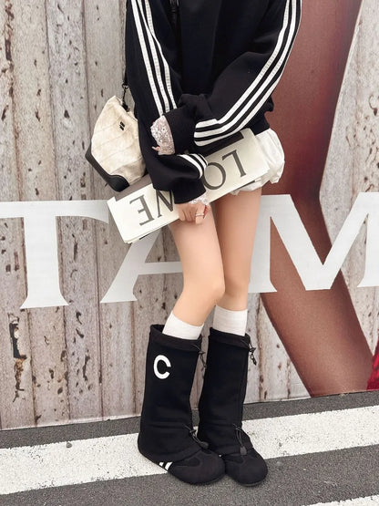 Women’s Fashion Slouchy Mid Calf Flat Boots