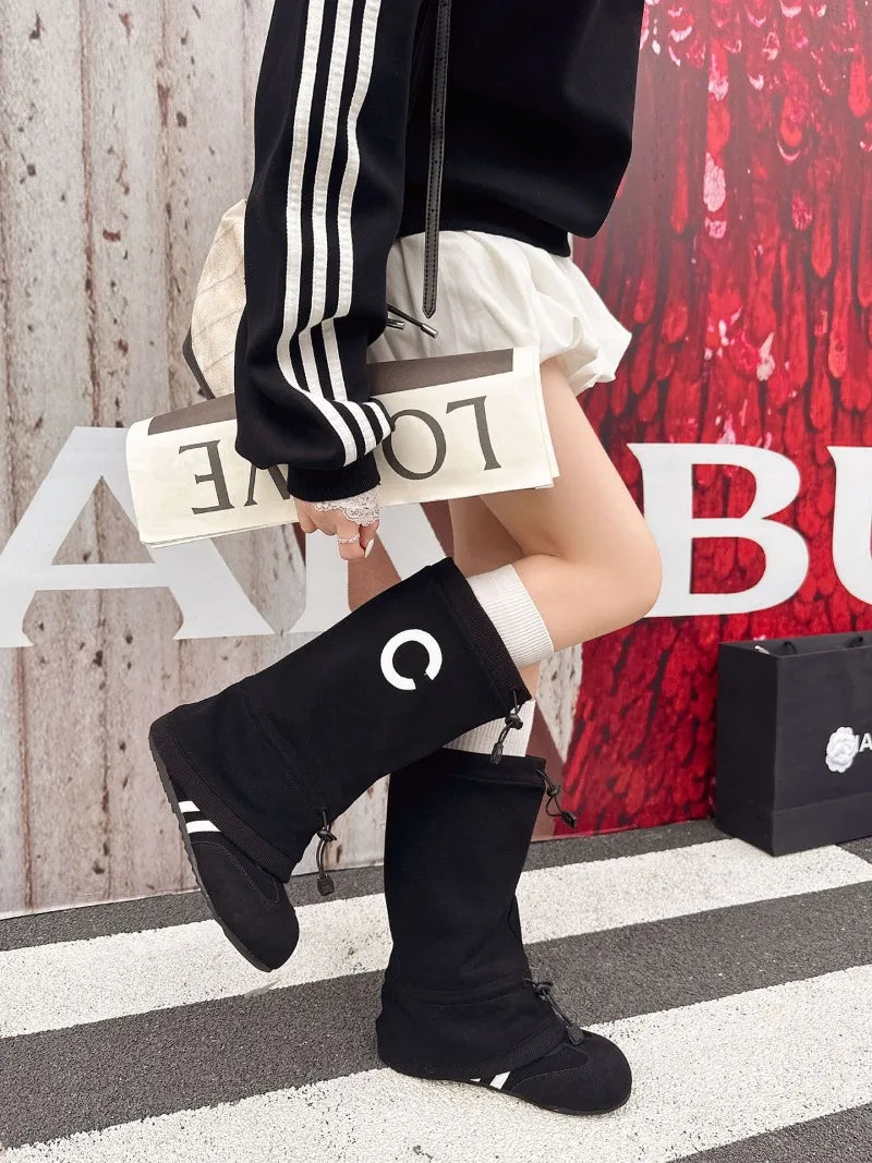 Women’s Fashion Slouchy Mid Calf Flat Boots