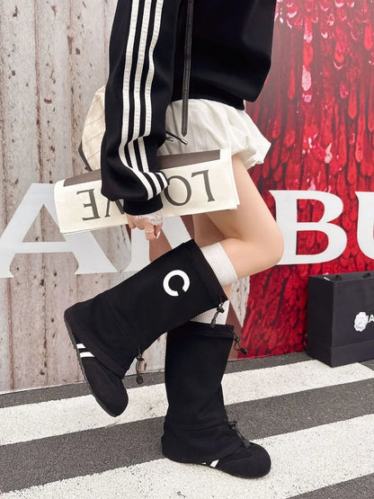 Women’s Fashion Slouchy Mid Calf Flat Boots