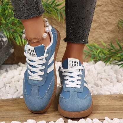 Women’s Patchwork Leather Sneakers – Casual Comfortable Shoes
