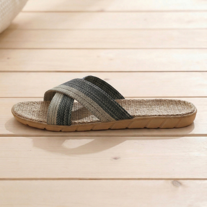 Aloueta Unisex Shade Straw Crossband Slippers For Daily Comfort