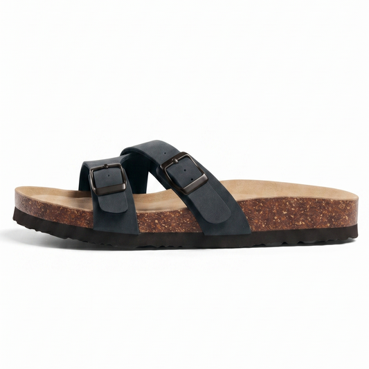 Aloueta Women's Deep Leather Cork Sandals For Daily Strides