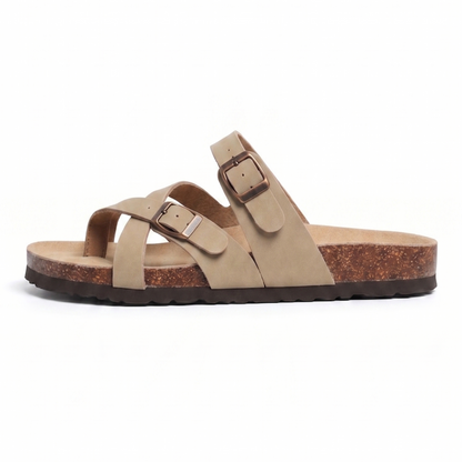 Aloueta Women's Dune Leather Cork Sandals For Daily Strides