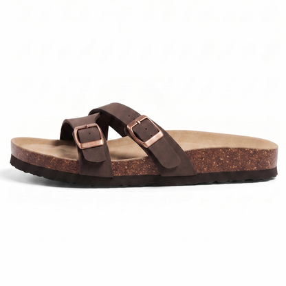 Aloueta Women's Bronze Leather Cork Sandals For Daily Strides