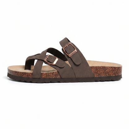 Aloueta Women's Wood Leather Cork Sandals For Daily Strides