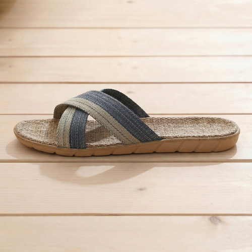 Aloueta Unisex Wave Straw Crossband Slippers For Daily Comfort