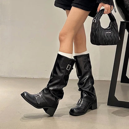 Women’s Knee-High Platform Chunky Heel Boots