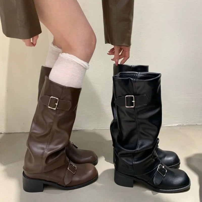 Women’s Knee-High Platform Chunky Heel Boots