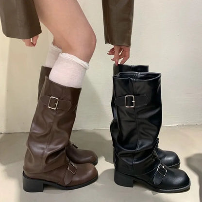 Women’s Knee-High Platform Chunky Heel Boots
