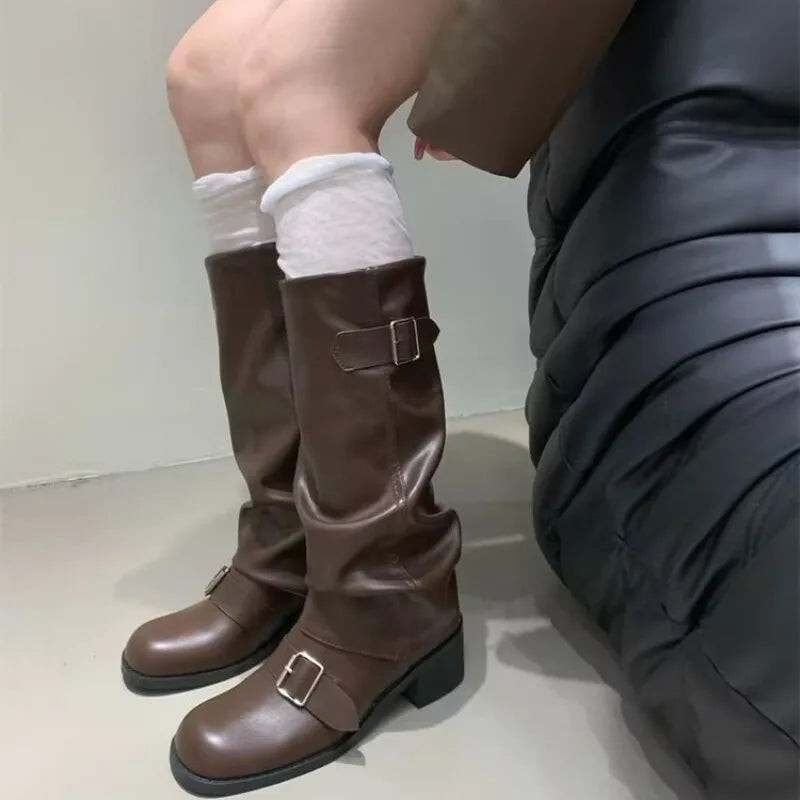 Women’s Knee-High Platform Chunky Heel Boots