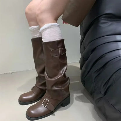 Women’s Knee-High Platform Chunky Heel Boots