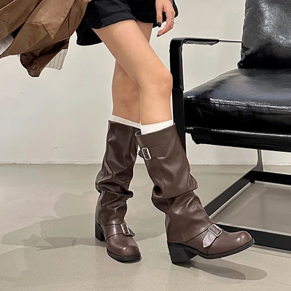 Women’s Knee-High Platform Chunky Heel Boots