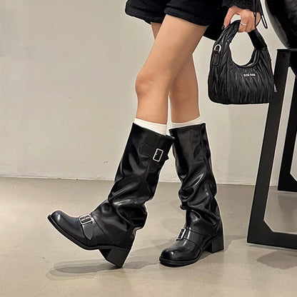 Women’s Knee-High Platform Chunky Heel Boots