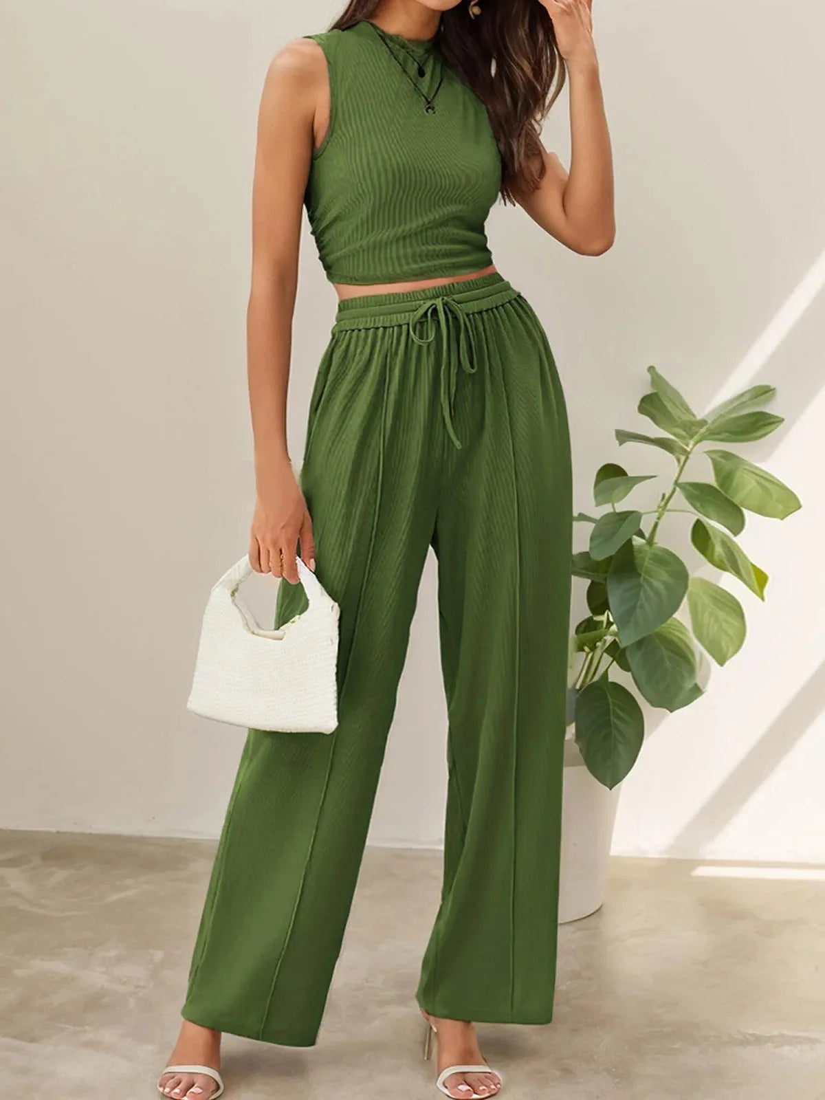 Summer Casual Women's Pants Sets Fashionable Solid