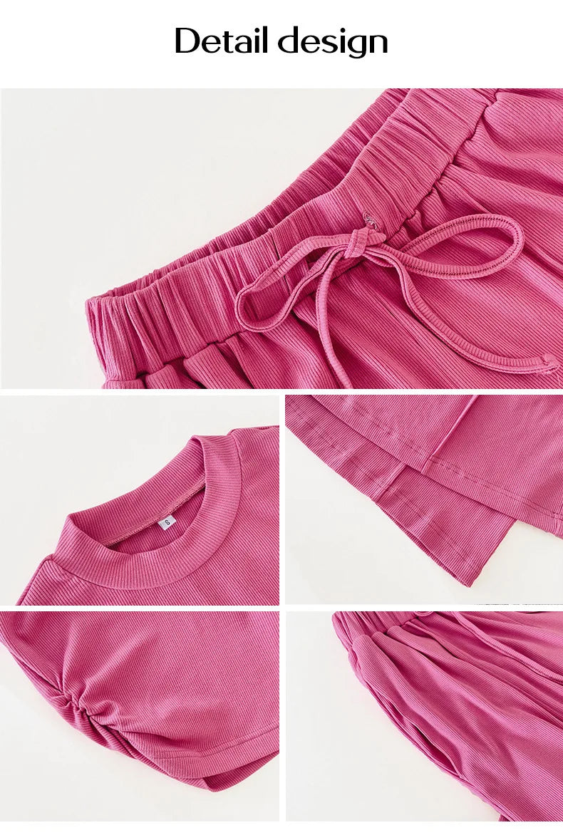 Summer Casual Women's Pants Sets Fashionable Solid