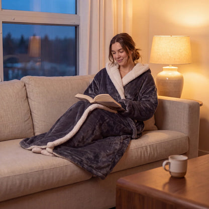 Aloueta Cozy Long Hooded Winter Robe