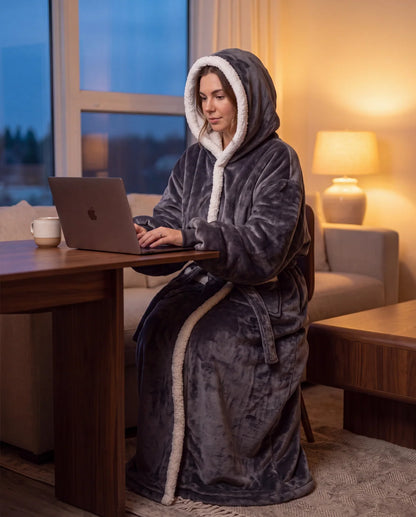 Aloueta Cozy Long Hooded Winter Robe