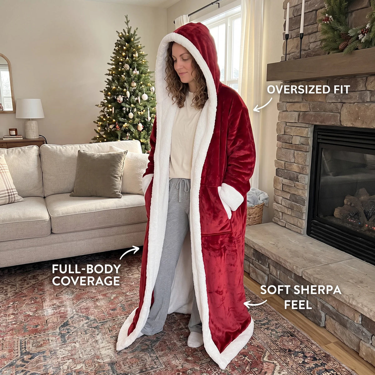 Aloueta Cozy Long Hooded Winter Robe