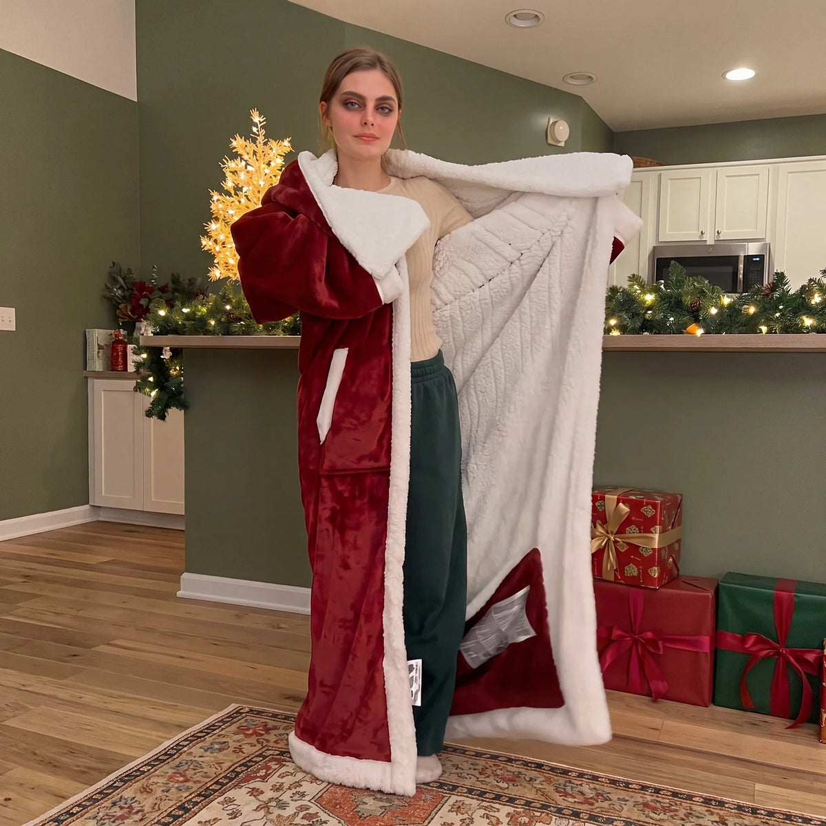 Aloueta Cozy Long Hooded Winter Robe
