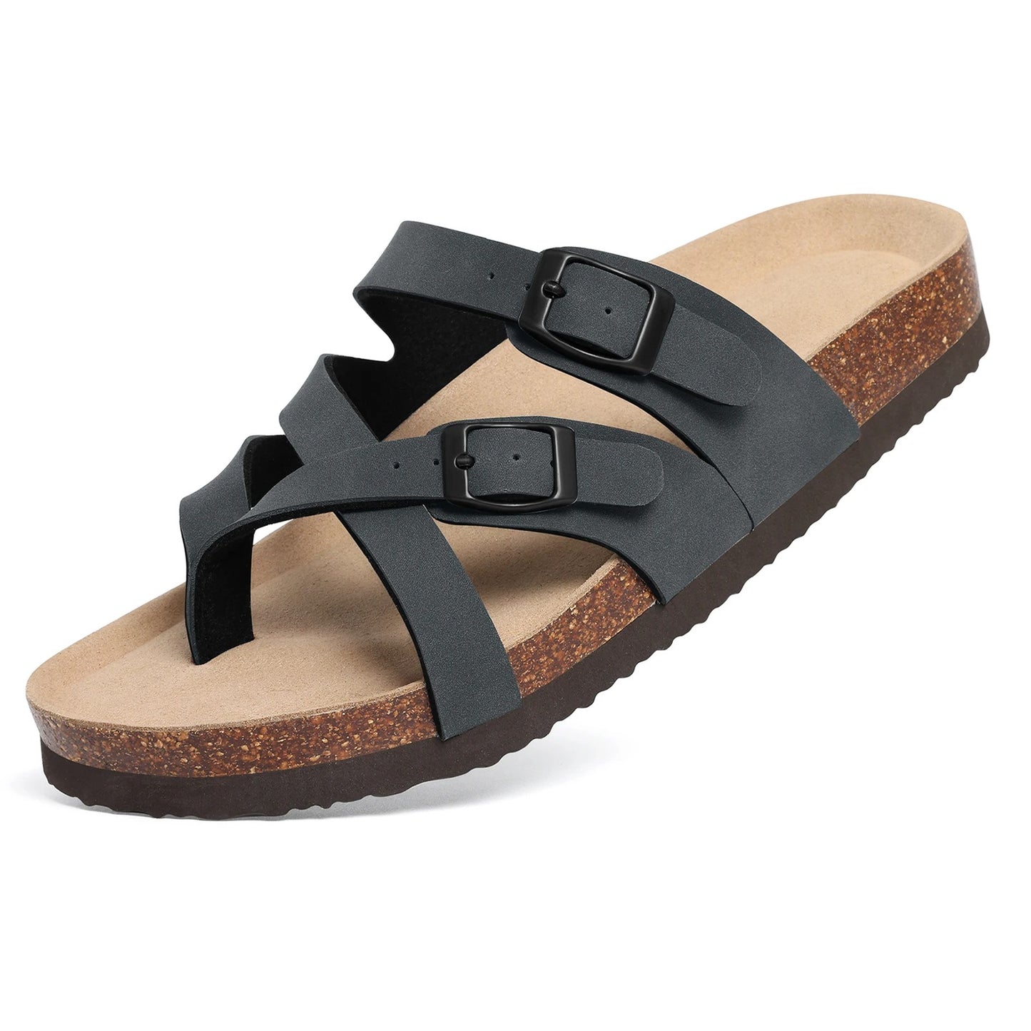 Aloueta Women's Shade Leather Cork Sandals For Daily Strides