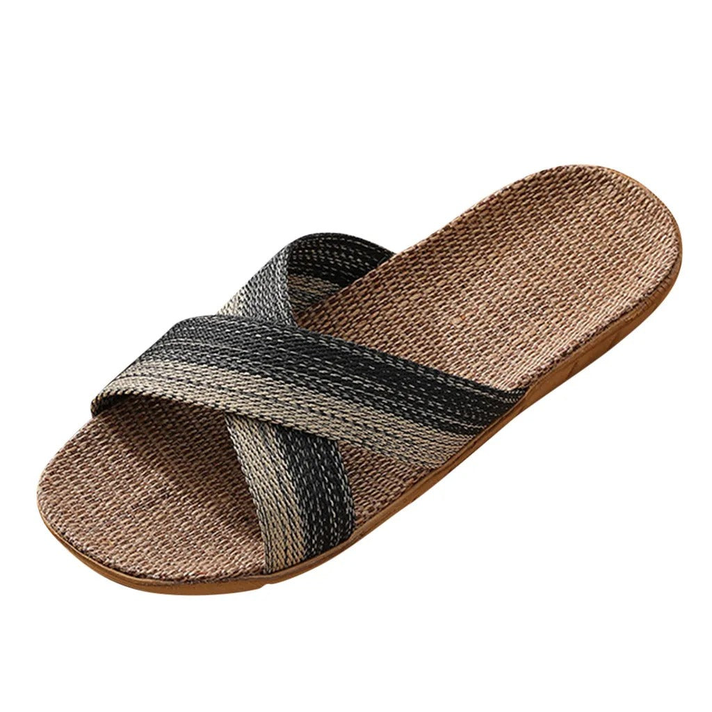 Aloueta Unisex Shade Straw Crossband Slippers For Daily Comfort
