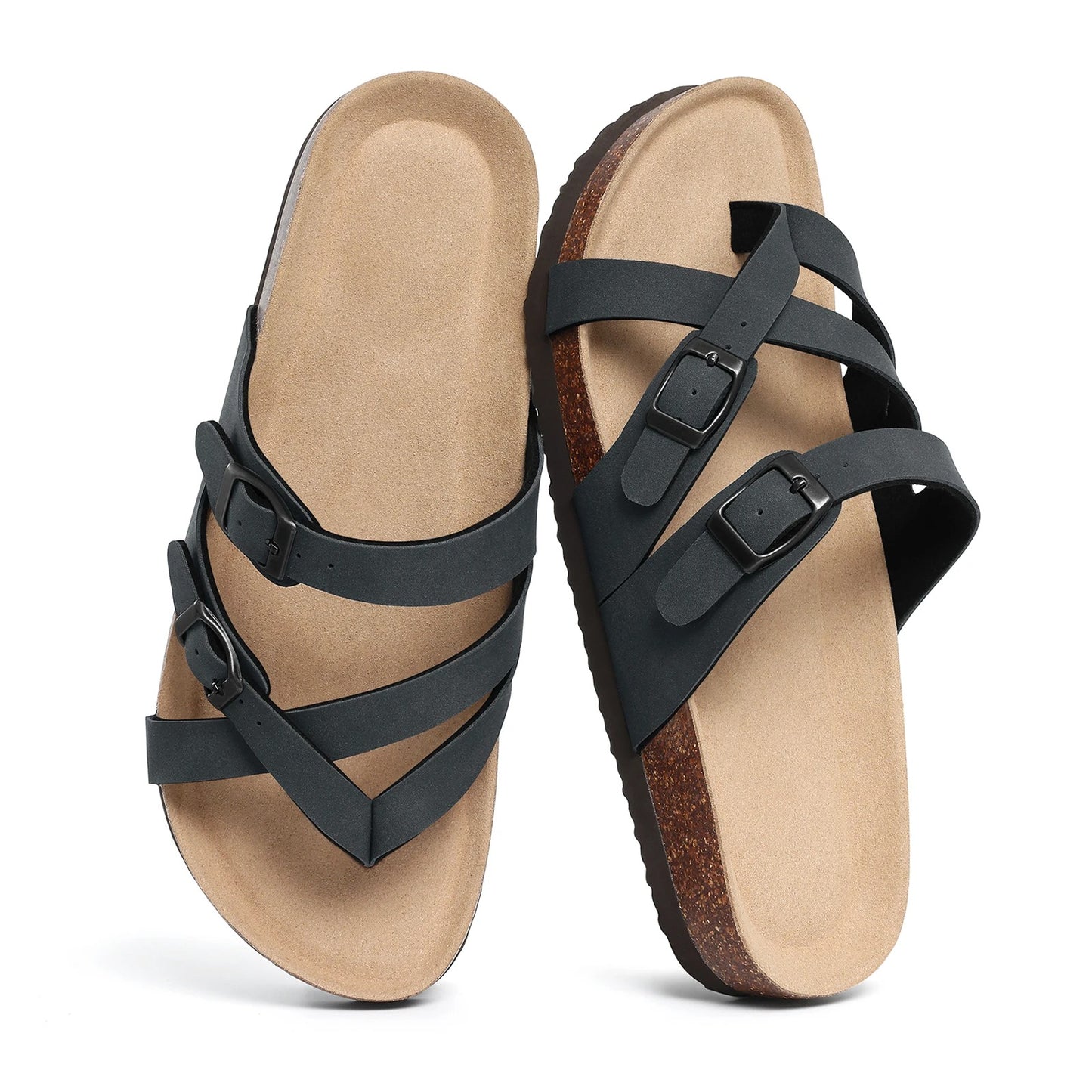 Aloueta Women's Shade Leather Cork Sandals For Daily Strides