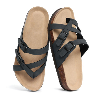 Aloueta Women's Shade Leather Cork Sandals For Daily Strides