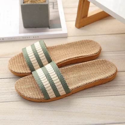 Aloueta Unisex Leaf Straw Singleband Slippers For Daily Comfort