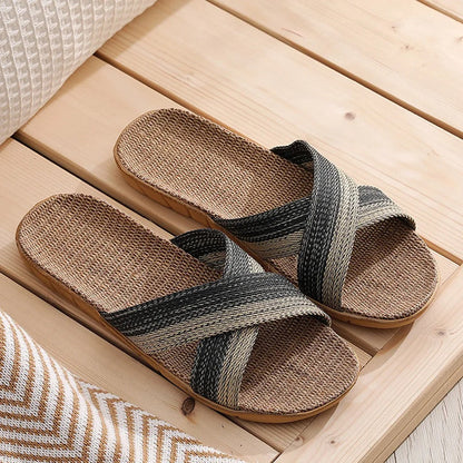 Aloueta Unisex Shade Straw Crossband Slippers For Daily Comfort