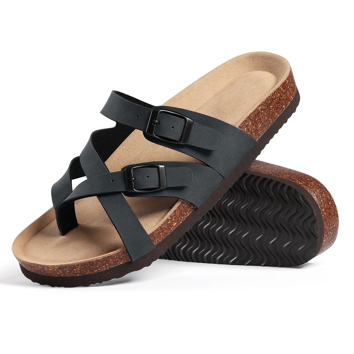 Aloueta Women's Shade Leather Cork Sandals For Daily Strides