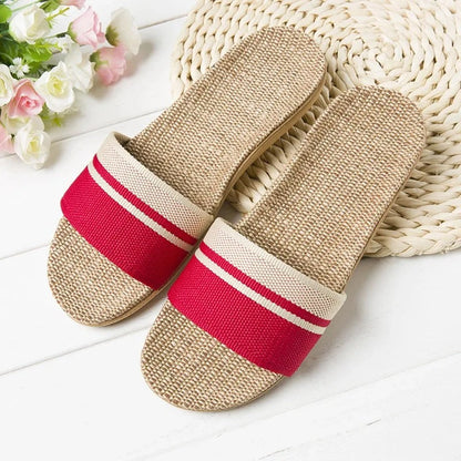 Aloueta Unisex Hot Red Straw Singleband Slippers For Daily Comfort