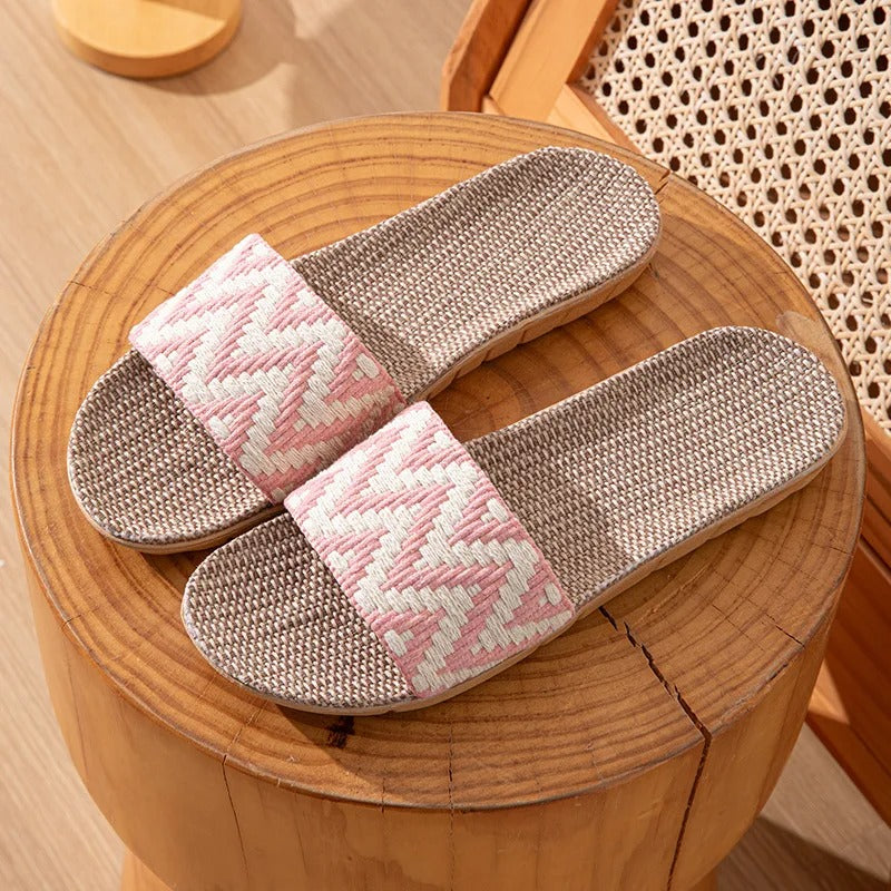 Aloueta Women's Light Pink Straw Singleband Slippers for Daily Comfort